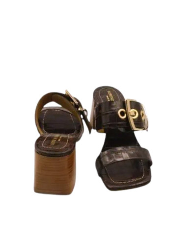 Sandalo Pelle Stampa Cocco Testa di Moro Lorenzo Mari | Glamour Shop