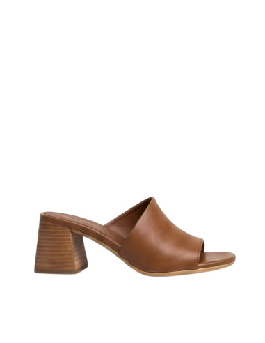 Sabot Vera Pelle Cuoio con Tacco Effetto Legno Lorenzo Mari | Glamour Shop