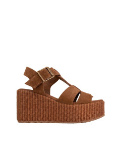Sandalo Zeppa Effetto Rafia Cuoio David Haron | Glamour Shop