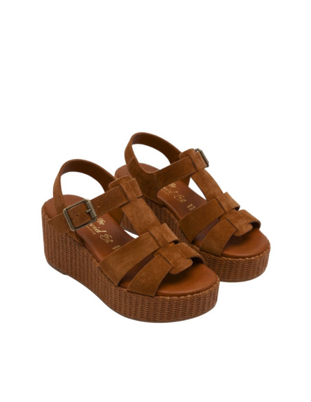 Sandalo Zeppa Effetto Rafia Cuoio David Haron | Glamour Shop