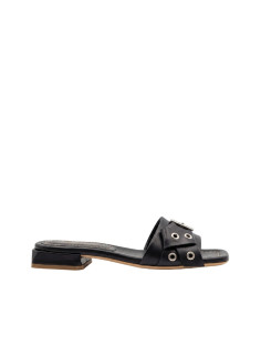 Pantofolina con Fibbia Nero Lorenzo Mari | Glamour Shop