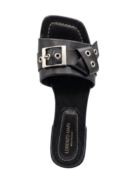 Pantofolina con Fibbia Nero Lorenzo Mari | Glamour Shop