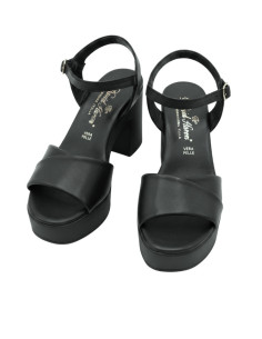 Sandalo Platform in Vera Pelle Nero - David Haron