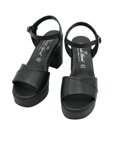 Sandalo Platform Vera Pelle Nero David Haron | Glamour Shop