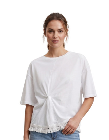T-shirt nodo con frangia