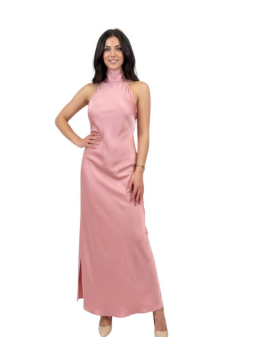 Abito scollo halterneck rosa