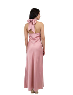 Abito scollo halterneck rosa
