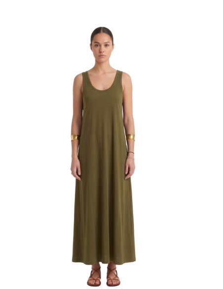 Abito Lungo Verde Militare in Cotone Basic ZAHJR | Casual