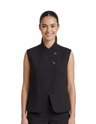 Gilet Corto Nero Asimmetrico ZAHJR 535310707 | Glamour shop online