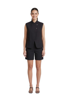 Gilet Corto Nero con Abbottonatura Asimmetrica – ZAHJR