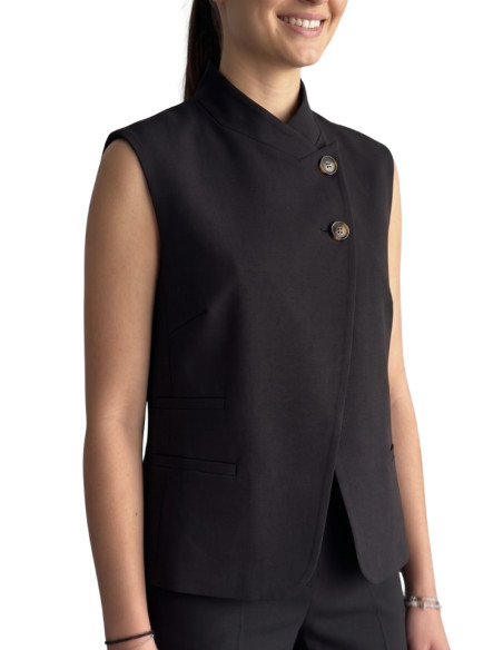 Gilet Corto Nero Asimmetrico ZAHJR 535310707 | Glamour shop online