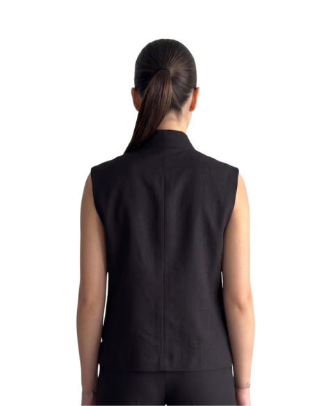 Gilet Corto Nero Asimmetrico ZAHJR 535310707 | Glamour shop online