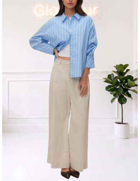 Camicia gessata doppio rigo BIANCO 10348037
