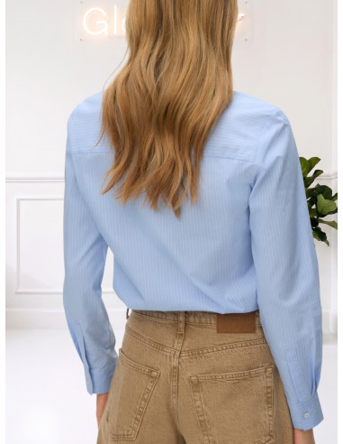 Camicia sfiancata gessata CELESTE 10342710
