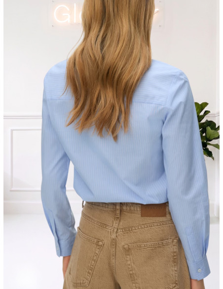 Camicia sfiancata gessata CELESTE 10342710