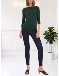 Top modal manica 3/4 scollo a barca VERDE BOTTIGLIA 10274133