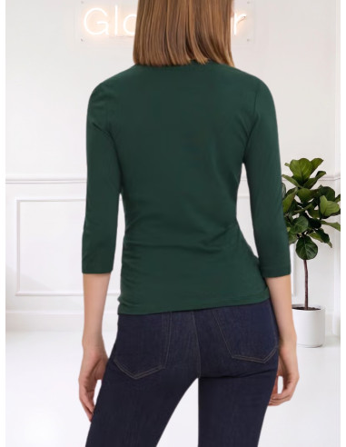 Top modal manica 3/4 scollo a barca VERDE BOTTIGLIA 10274133