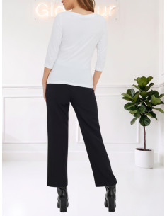 Top modal manica 3/4 scollo a barca BIANCO 102274133
