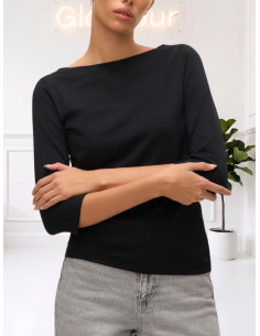 Top modal manica 3/4 scollo a barca NERO 10274133
