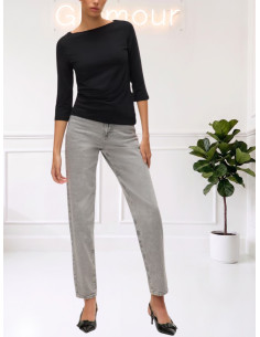 Top modal manica 3/4 scollo a barca NERO 10274133