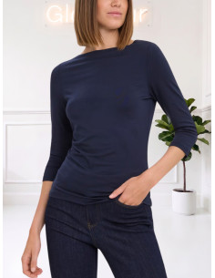 Top modal manica 3/4 scollo a barca BLU NOTTE 10274133
