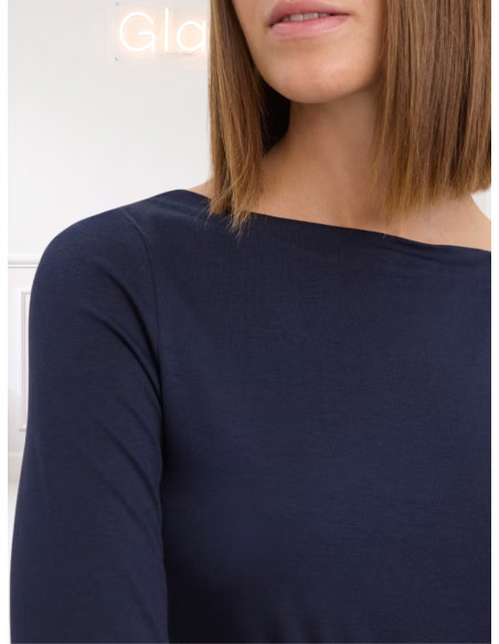 Vero Moda Top Basic Scollo a Barca Blu Notte | Manica 3/4