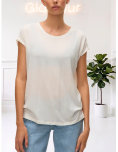 T-shirt donna bianca in Tencel Vero Moda