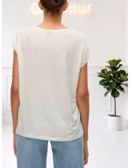 T-shirt donna bianca in Tencel Vero Moda