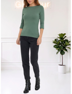Top Modal Manica 3/4 Scollo a Barca Verde Salvia Vero Moda
