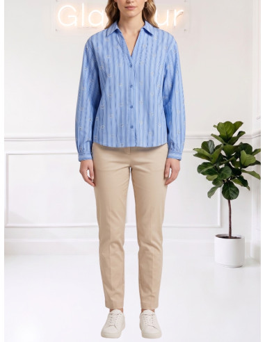 Camicia gessata cuori strass AZZURRO 10349240