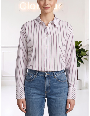 Camicia gessata doppio rigo VIOLA