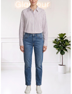 Camicia gessata doppio rigo VIOLA