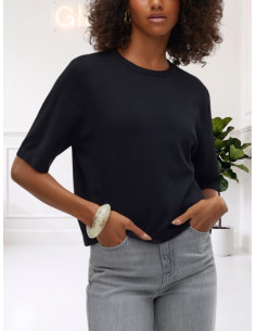 Pullover oversize donna nero manica corta Vero Moda