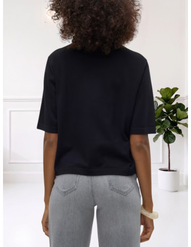 Pullover oversize donna nero manica corta Vero Moda