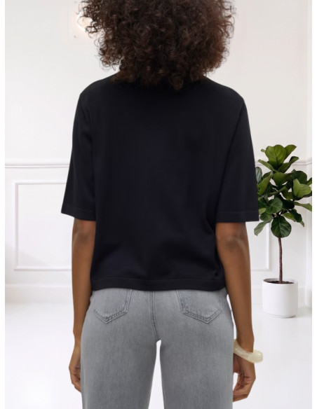 Pullover oversize donna nero manica corta Vero Moda