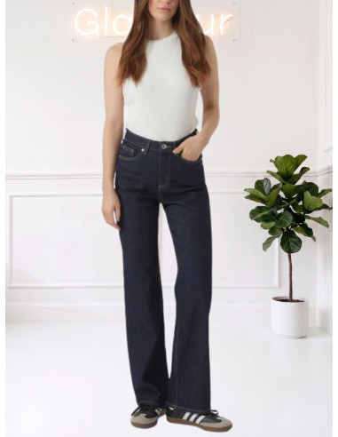 Jeans Wide Fit Denim Scuro Donna
