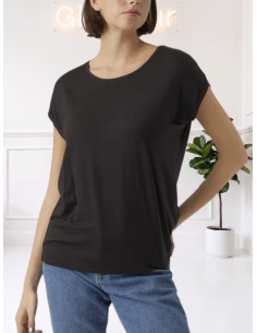 T-shirt nera donna in Tencel Vero Moda
