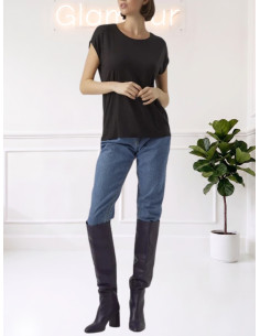 T-Shirt in Tencel Basic Nero Vero Moda