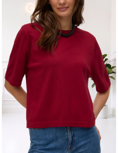 Pullover donna rosso cotone manica corta Vero Moda