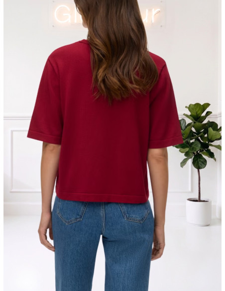 Pullover donna rosso cotone manica corta Vero Moda