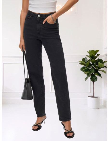 Jeans Mom Fit a Vita Alta dark grey | Vero Moda