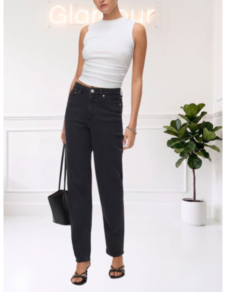 Jeans Mom Fit a Vita Alta dark grey | Vero Moda