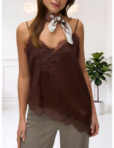 Top Donna Satin con Pizzo Testa di Moro | Vero Moda