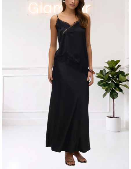 Top satin pizzo nero 10352170