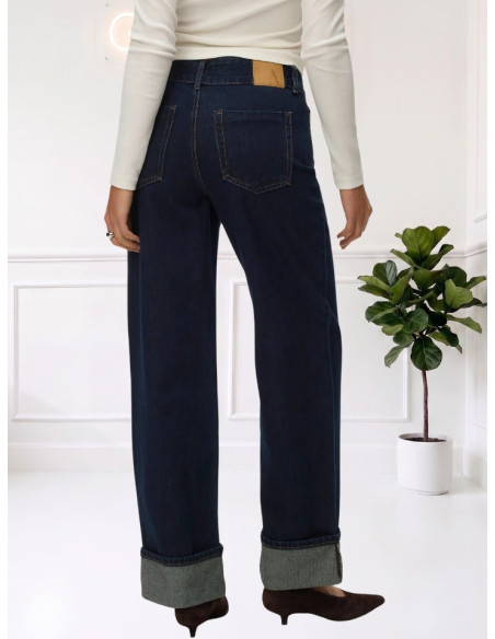 Jeans wide leg con piega 10348229