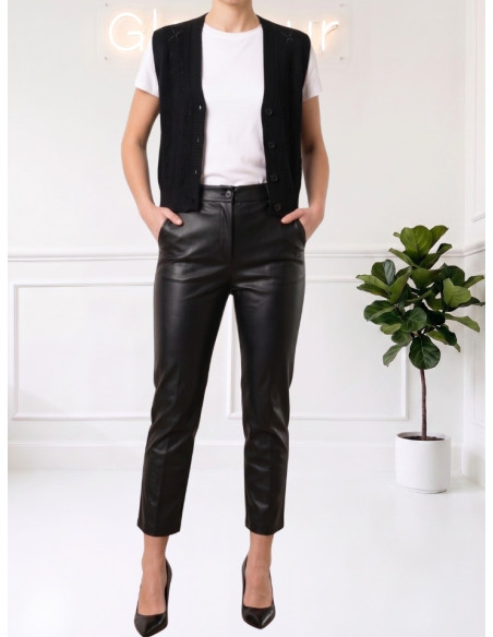 Pantalone Donna in Ecopelle Nera | Tensione In