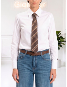 Camicia Donna Bianca con Cravatta a Righe | Tensione In