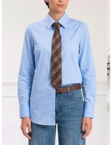 Camicia Donna Celeste con Cravatta a Righe | Tensione In