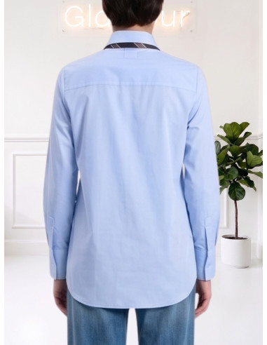 Camicia Donna Celeste con Cravatta a Righe | Tensione In