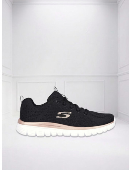 Sneakers Donna Skechers Nero Oro Comfort